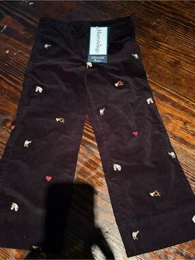 NWT Girls Hartstrings Christmas Velvet Pants Black Horn Horse Size 4